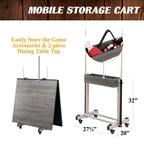 7' Pool Table, 3-In-1 Dining Top & Table Tennis with Game Accessories & Rolling Storage Caddy Prescott