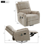 Swivel Rocker Recliner with 8-Mode Massage and Side Pocket