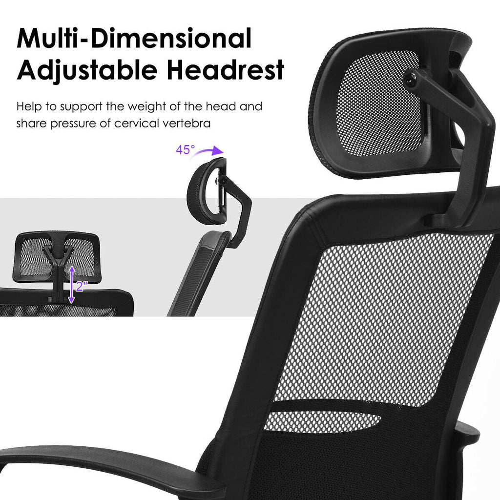High-Back Mesh Office Chair with Adjustable Headrest