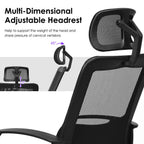 High-Back Mesh Office Chair with Adjustable Headrest