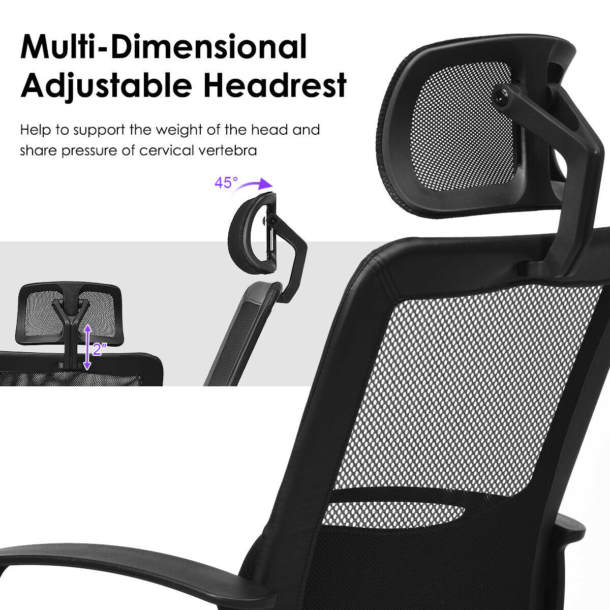 High-Back Mesh Office Chair with Adjustable Headrest