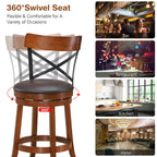 Swivel Bar Stools with Rubber Wood Legs - Set of 2
