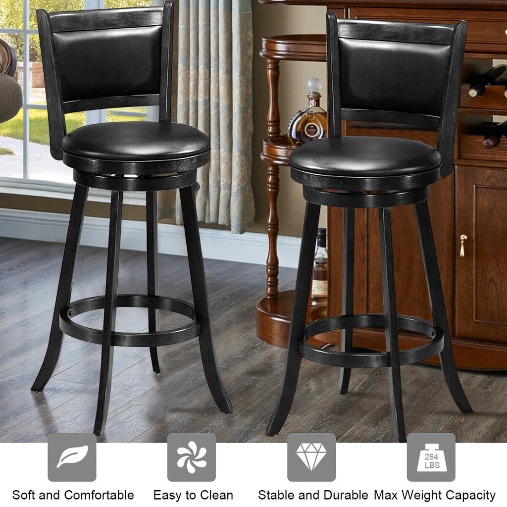 2-Piece Swivel Bar Stools with Hardwood Frame