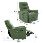 Manual Recliner Chair With 8-Point Massage and Swivel Function