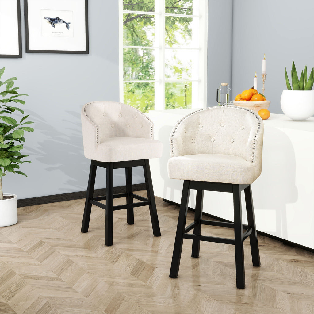 360 Degree Swivel Bar Stool With Stunning Nailhead Trim (Set of 2)