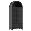 71.5" Arched Cabinet with Glass Doors and Wine Rack