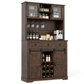 72 Inch Coffee Bar Cabinet with Drawers and Sliding Barn Doors