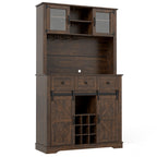 72 Inch Coffee Bar Cabinet with Drawers and Sliding Barn Doors