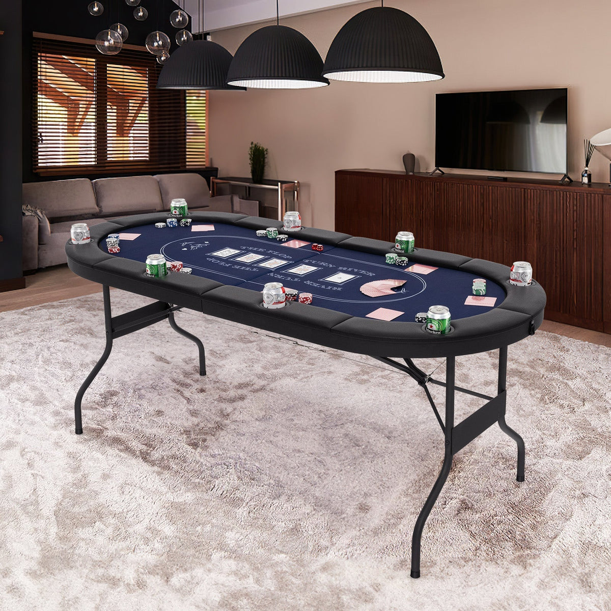 72" Foldable Poker Table for 8 Players