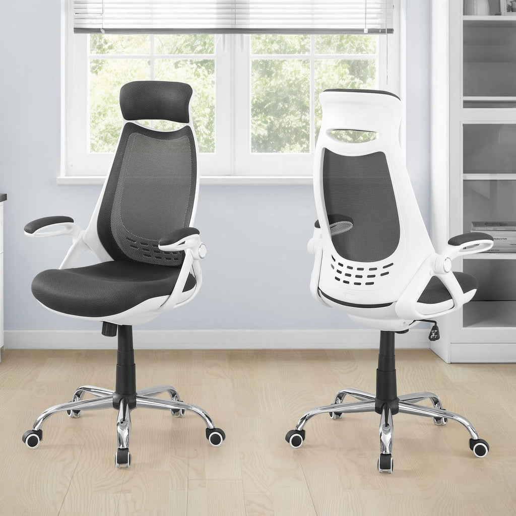 Adjustable High-Back Office Chair with Flip-Up Armrests