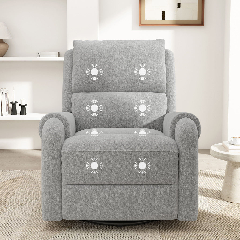 Swivel Rocker Recliner with 8-Mode Massage and Side Pocket