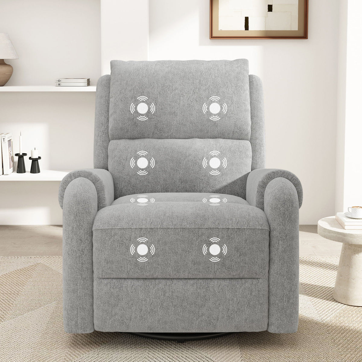 Swivel Rocker Recliner with 8-Mode Massage and Side Pocket