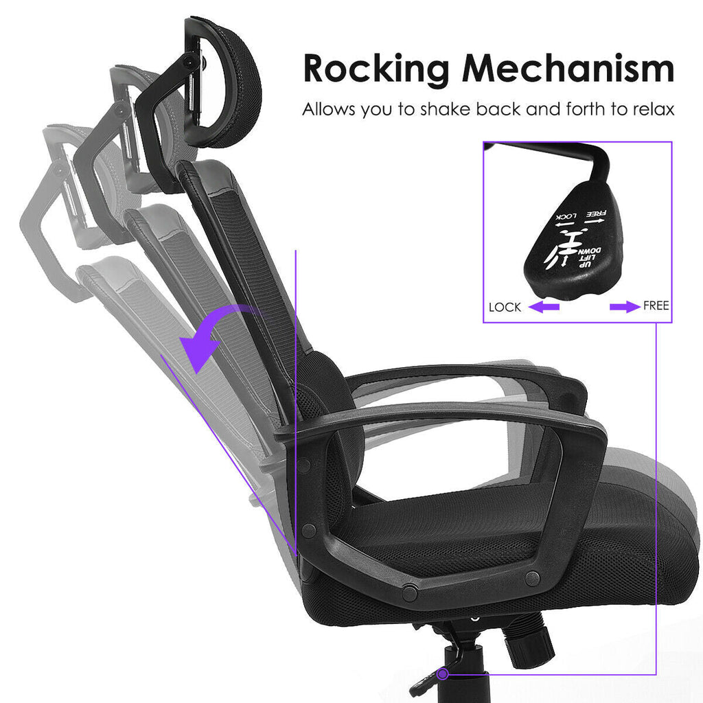 High-Back Mesh Office Chair with Adjustable Headrest