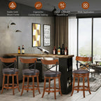 Swivel Bar Stools with Rubber Wood Legs - Set of 2