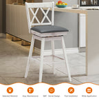 2-Piece Swivel Counter-Height Bar Stools with Rubberwood Legs
