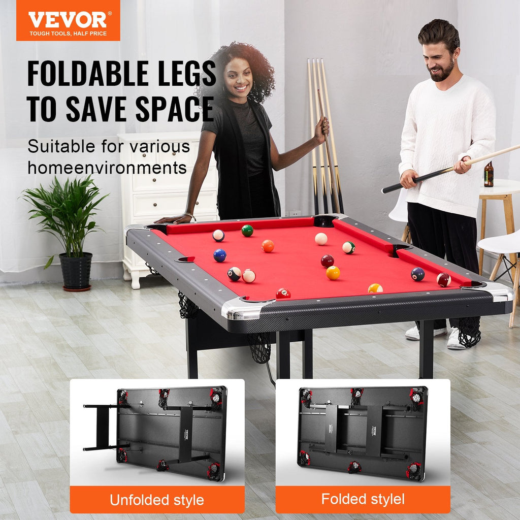 VEVOR 6.3 ft Folding Pool Table | Accessories Included