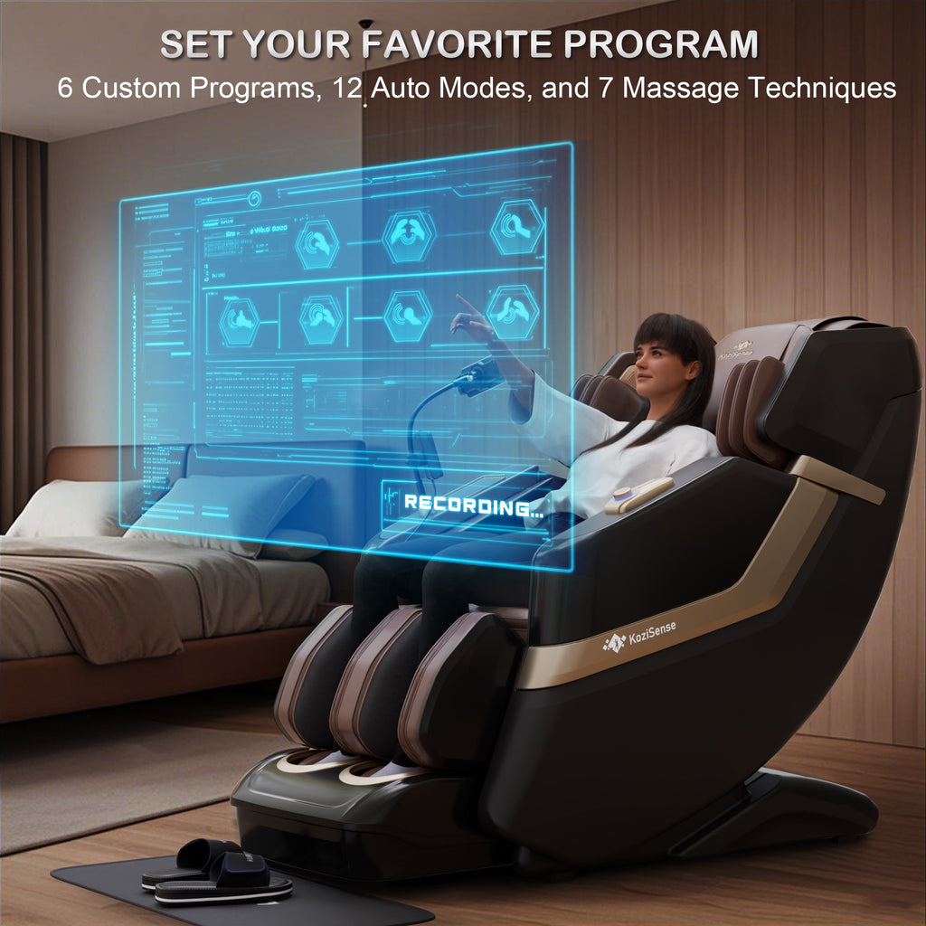 KoziSense KZ-313 New Heated Jade Stone Massage Chair (Black and Brown)