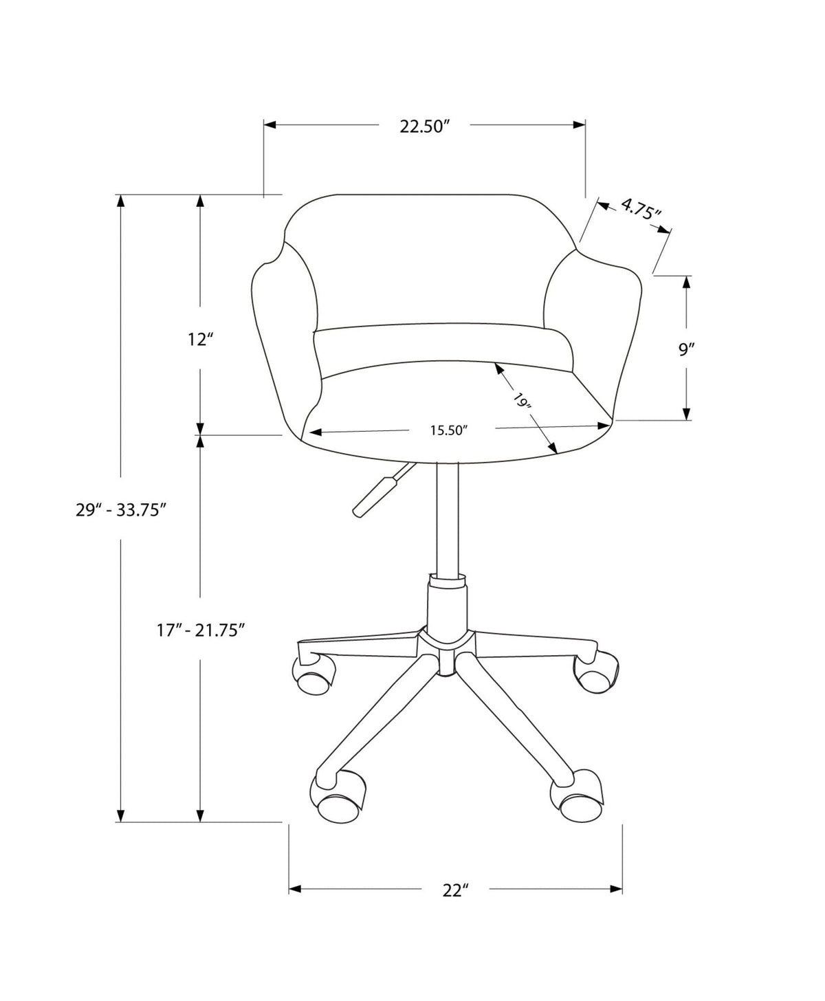 Adjustable Low-Back Office Chair with Integrated Armrests