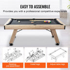 VEVOR 7 ft Pool Table | Black Cloth & Wood-Look Finish