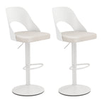 Bar Stools Set of 2 with Enlarged PU Leather Seat and Footrest