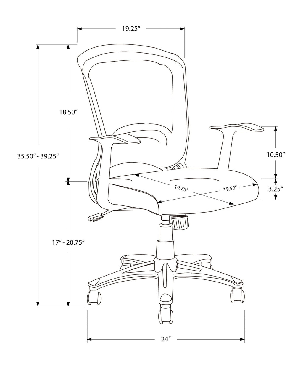 Adjustable Mid-Back Mesh Office Chair with Tilt Control