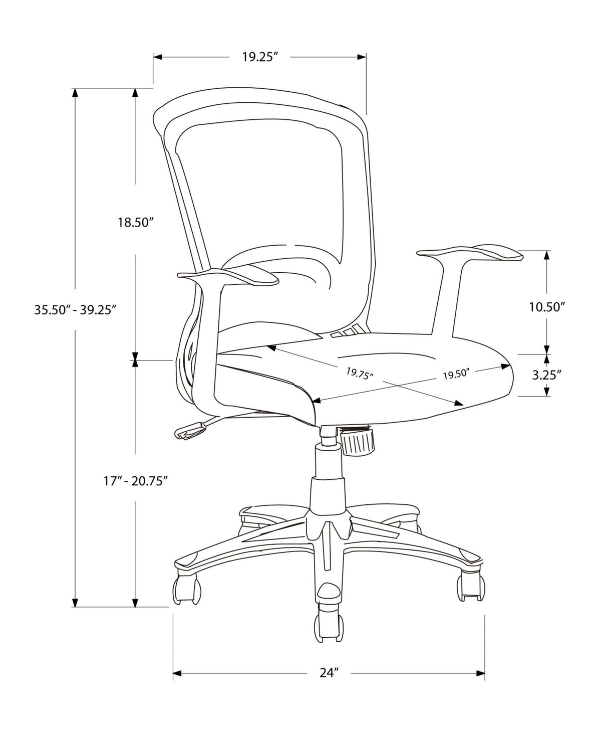 Adjustable Mid-Back Mesh Office Chair with Tilt Control