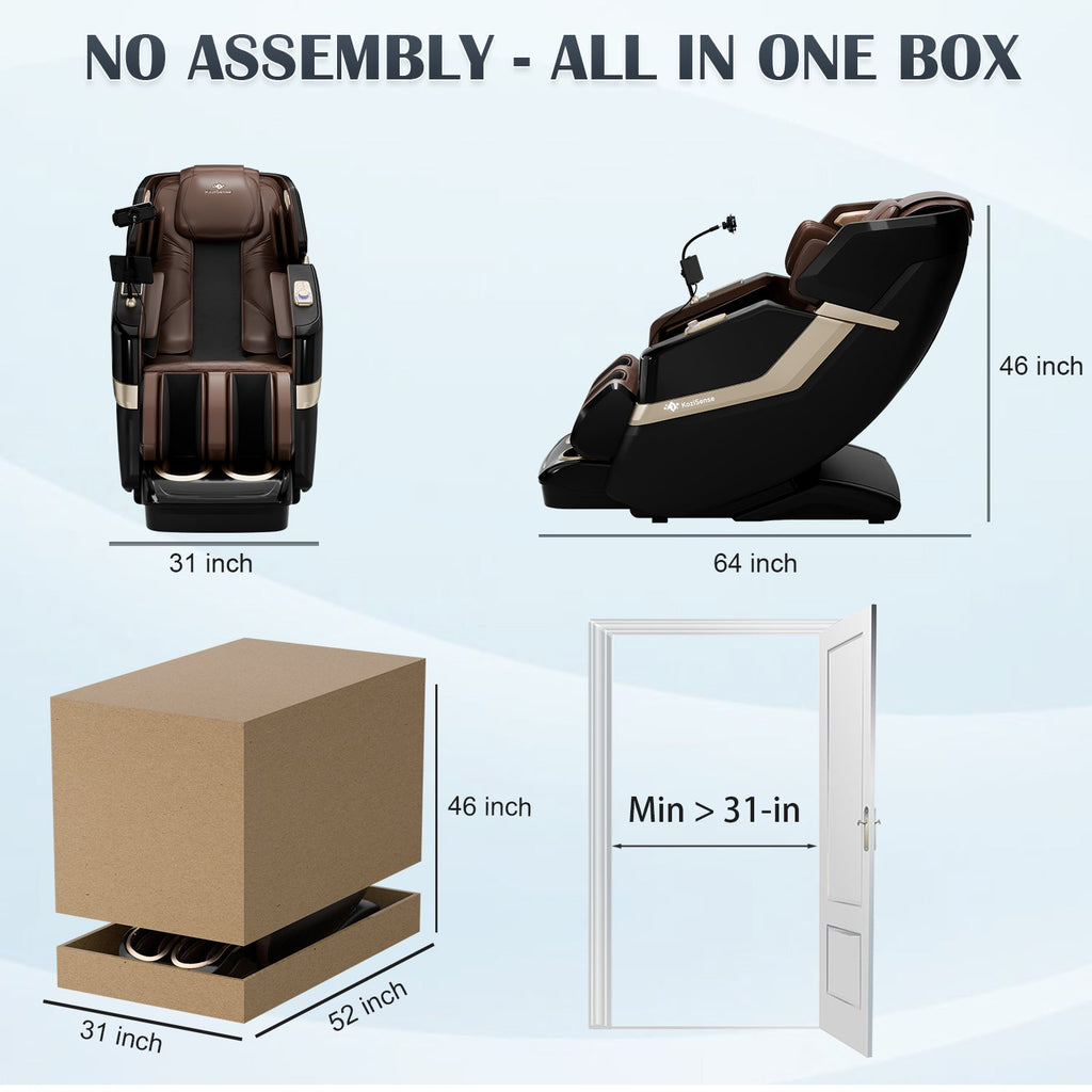 KoziSense KZ-313 New Heated Jade Stone Massage Chair (Black and Brown)