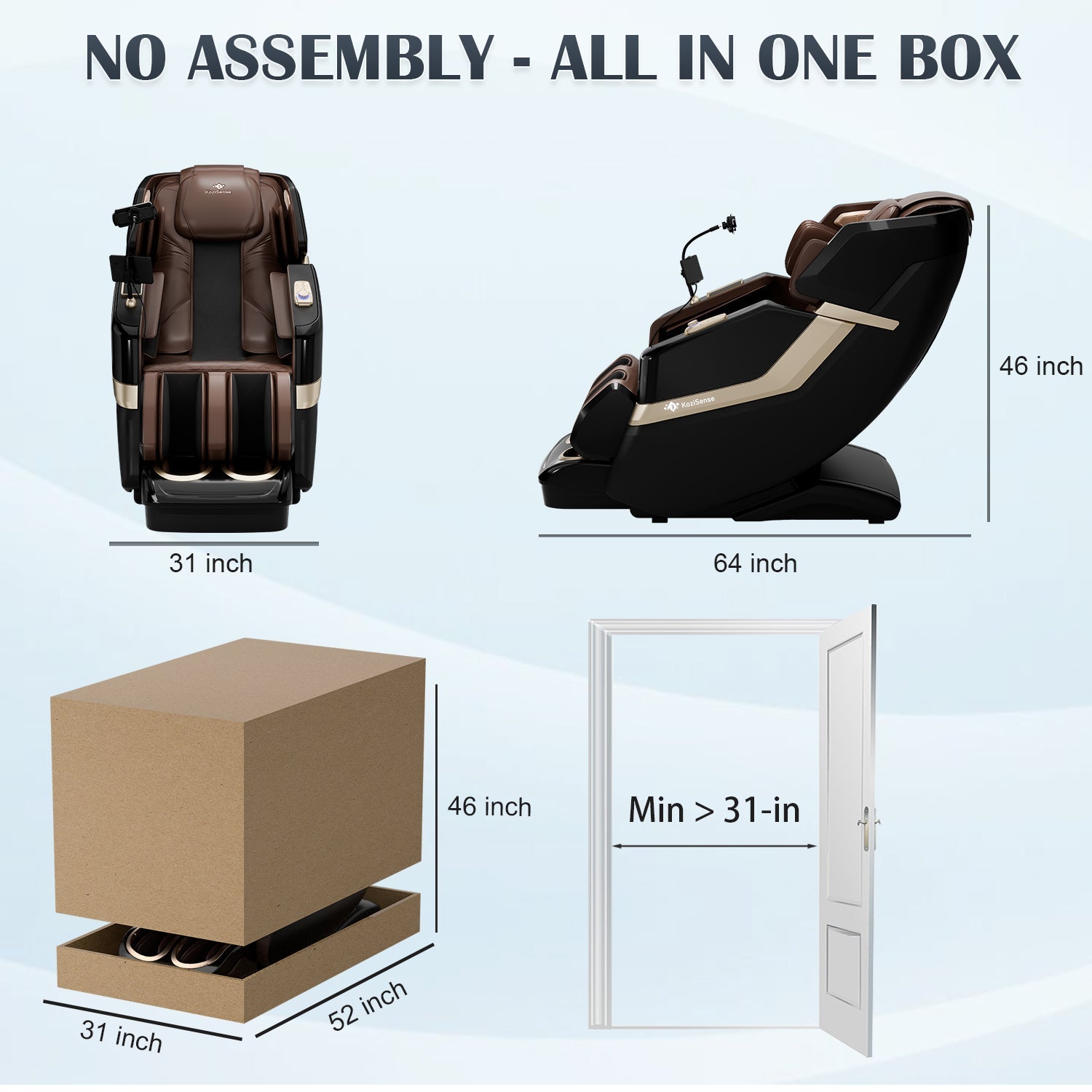 KoziSense KZ-313 New Heated Jade Stone Massage Chair (Black and Brown)