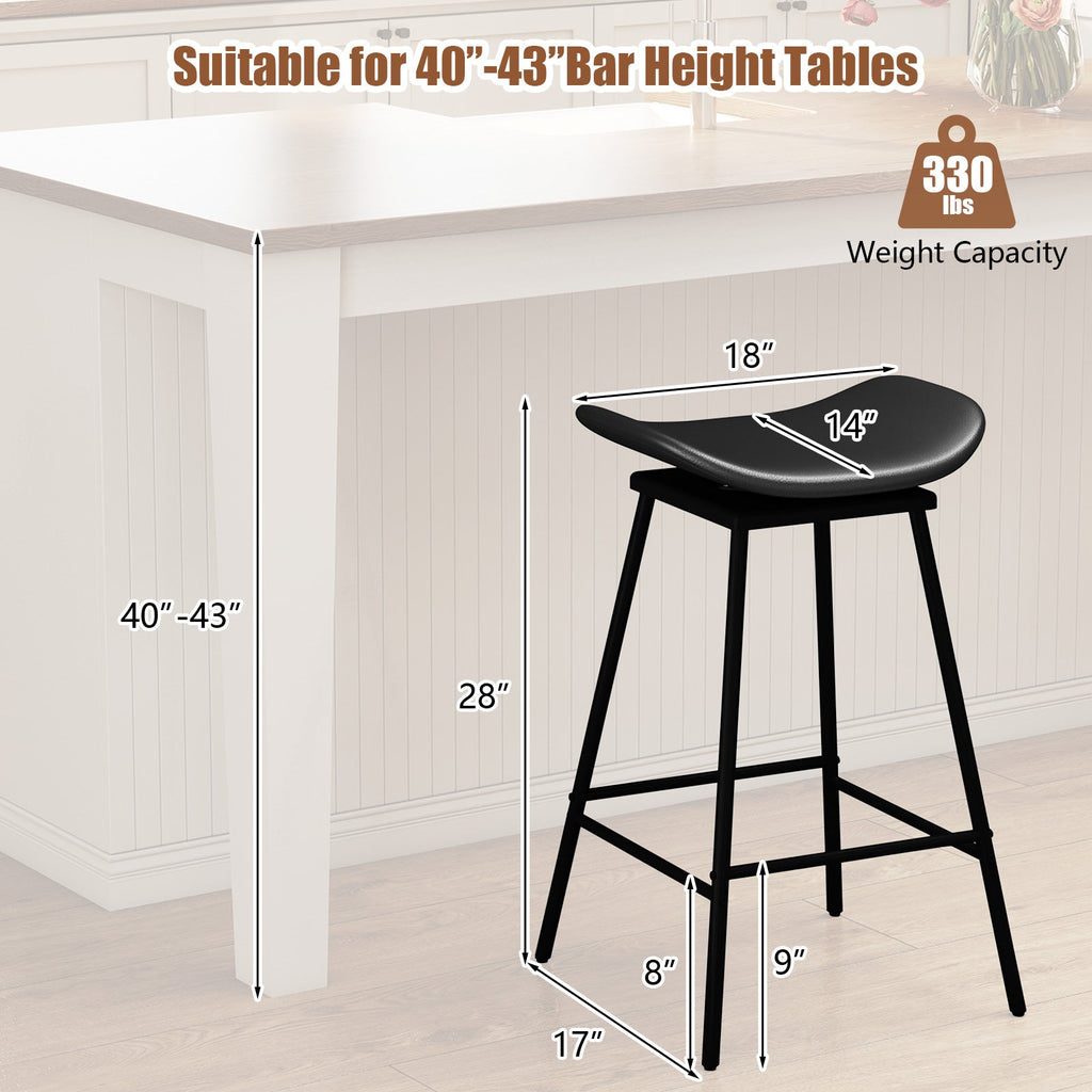 2-Piece Backless Swivel Bar Stools with Footrests