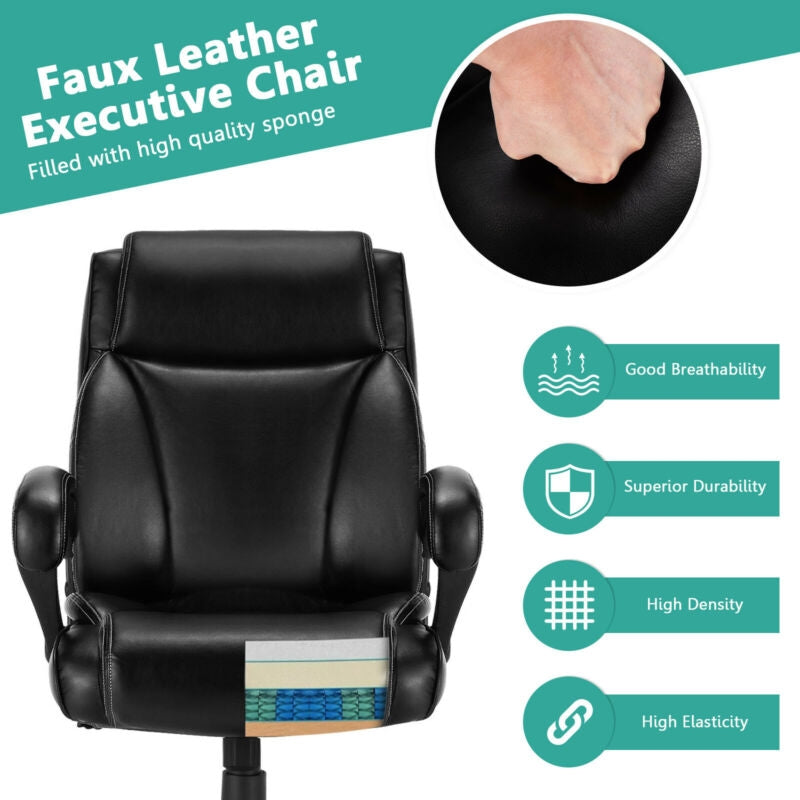 Big and Tall Adjustable High Back Leather Office Chair