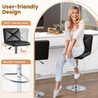 PU Leather Upholstered Bar Stools Set of 2 with Back and Adjustable Height