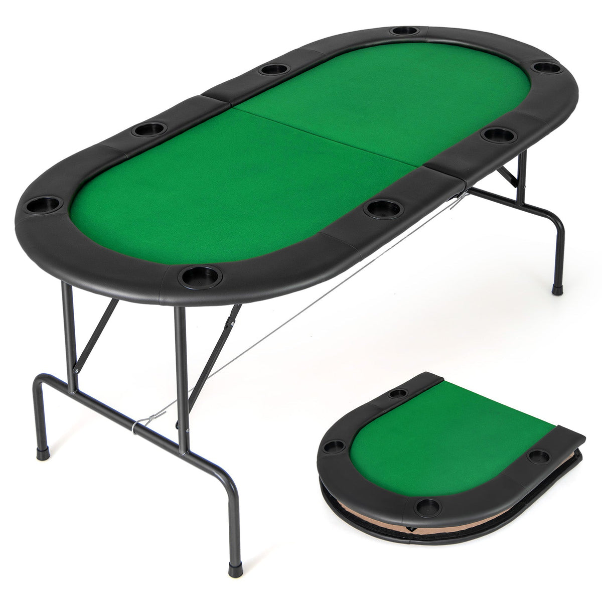 8-Player Foldable Texas Hold'em Poker Table | Cup Holders