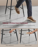 Bar Stools Set Of 2, 28.7 Inch Bar Height With Back, Coffee Brown