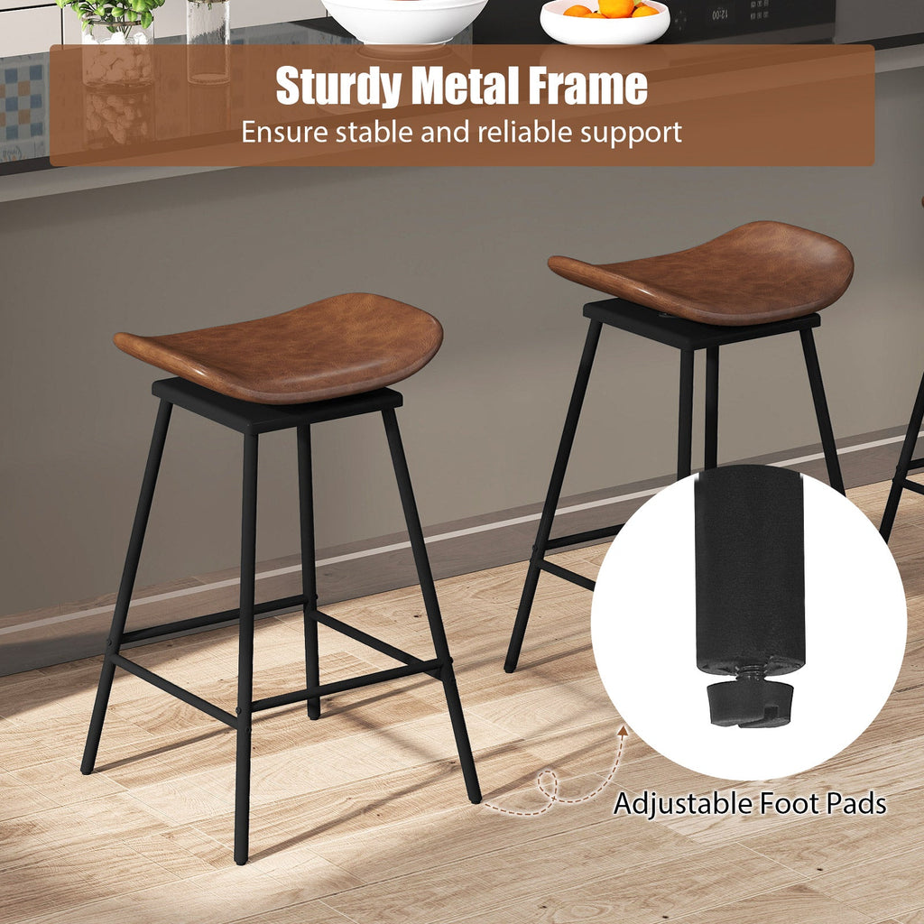 2-Piece Backless Swivel Bar Stools with Footrests