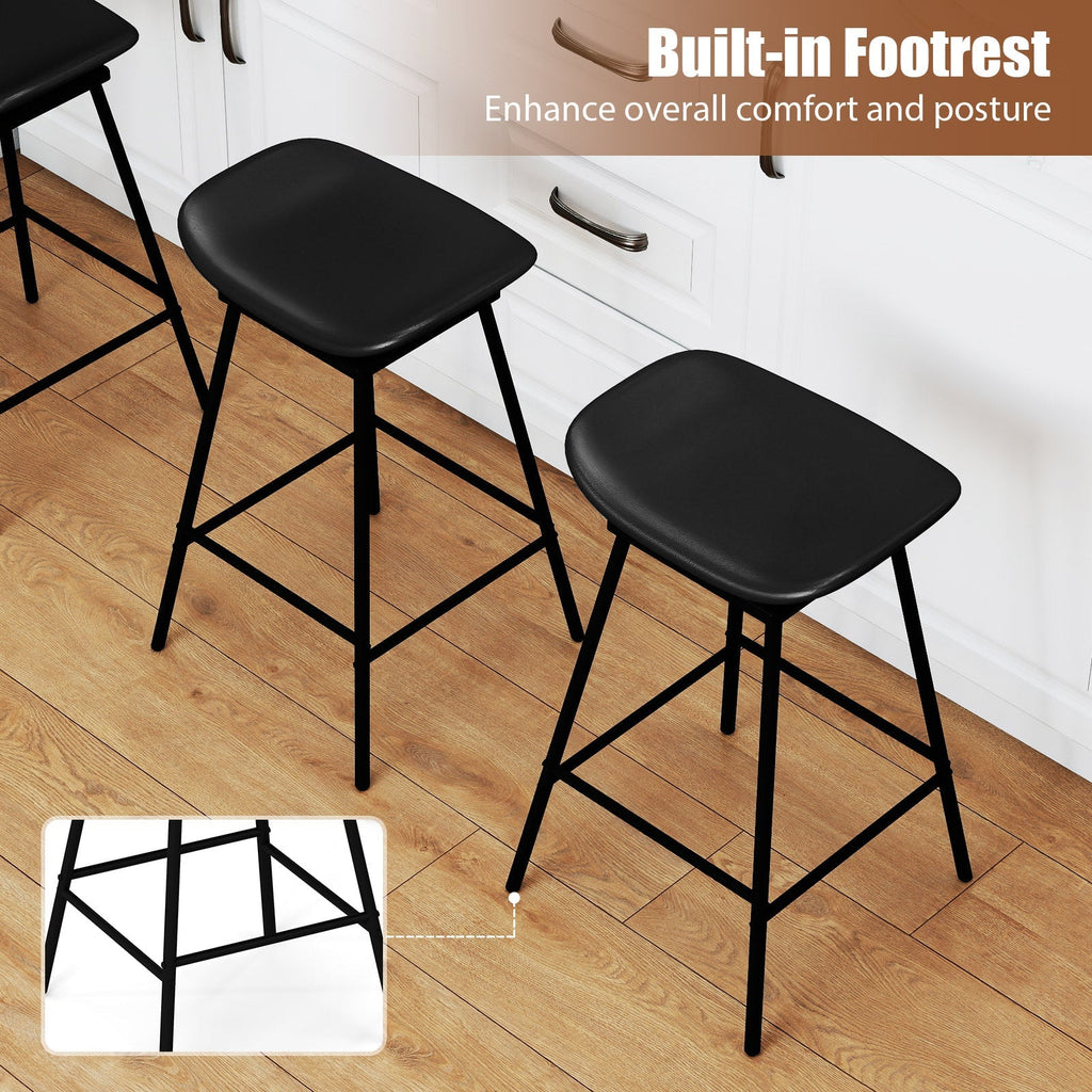 2-Piece Backless Swivel Bar Stools with Footrests