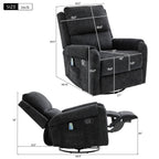 Swivel Rocker Recliner with 8-Mode Massage and Side Pocket