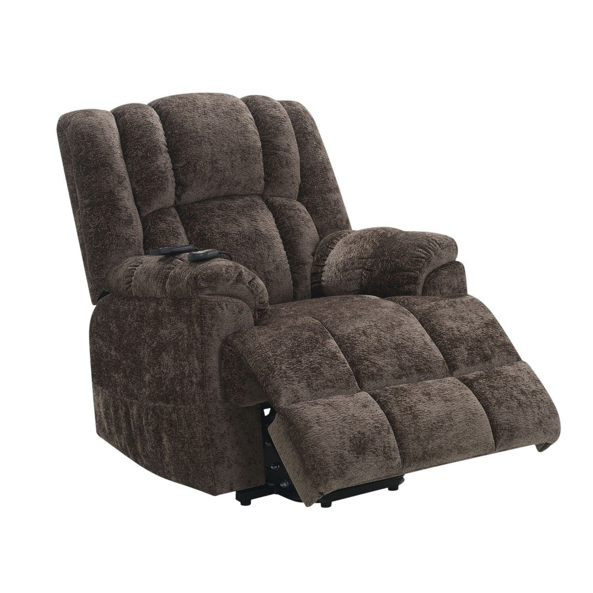 Brown Chenille Power Lift Recliner with Heat and Massage