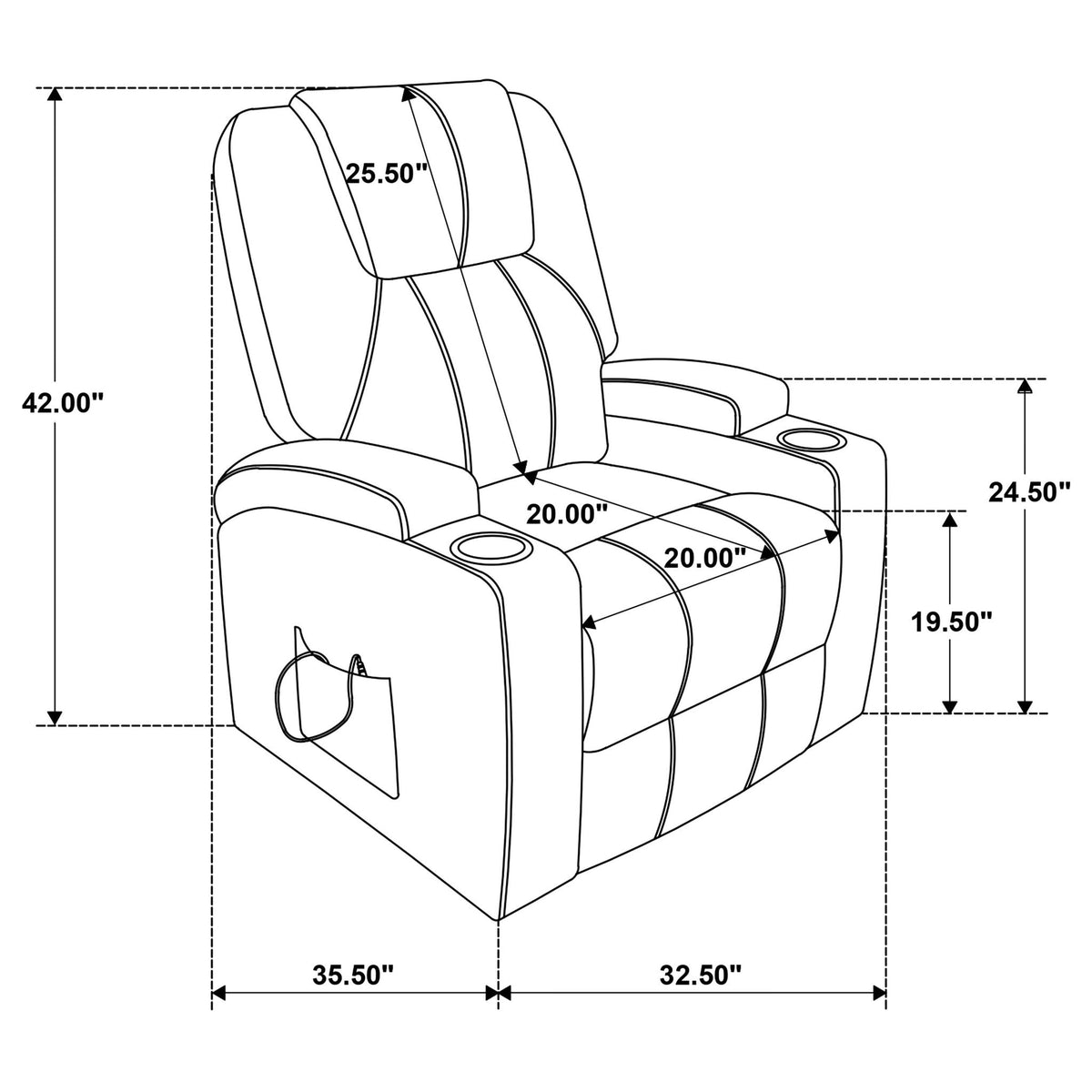 Macklin Power Lift Recliner with Heat, Massage, and Dual Cup Holders
