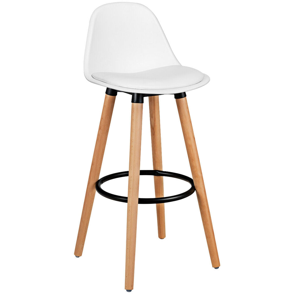 Mid-Century PU Upholstered Bar Stools - Set of 2