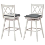 2-Piece Swivel Counter-Height Bar Stools with Rubberwood Legs