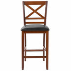 Set of 2 Bar Stools 25 Inch Counter Height Chairs with PU Leather Seat
