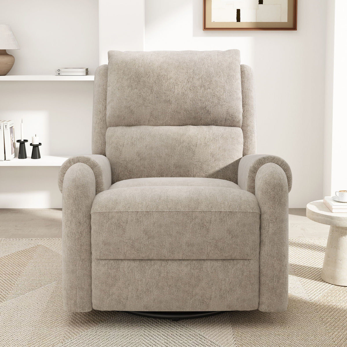 Swivel Rocker Recliner with 8-Mode Massage and Side Pocket