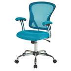 Blue High-Back Mesh Office Chair with Padded Armrests