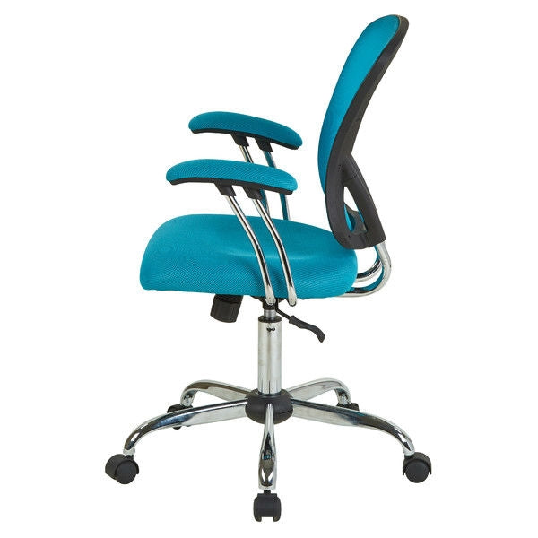 Blue High-Back Mesh Office Chair with Padded Armrests