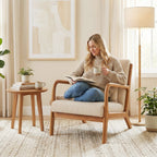 Accent Chair Corduroy Upholstered Lounge Chair with Lumbar Pillow