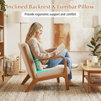 Accent Chair Corduroy Upholstered Lounge Chair with Lumbar Pillow
