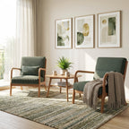 Accent Chair Corduroy Upholstered Lounge Chair with Lumbar Pillow