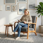 Accent Chair Corduroy Upholstered Lounge Chair with Lumbar Pillow