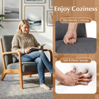 Accent Chair Corduroy Upholstered Lounge Chair with Lumbar Pillow