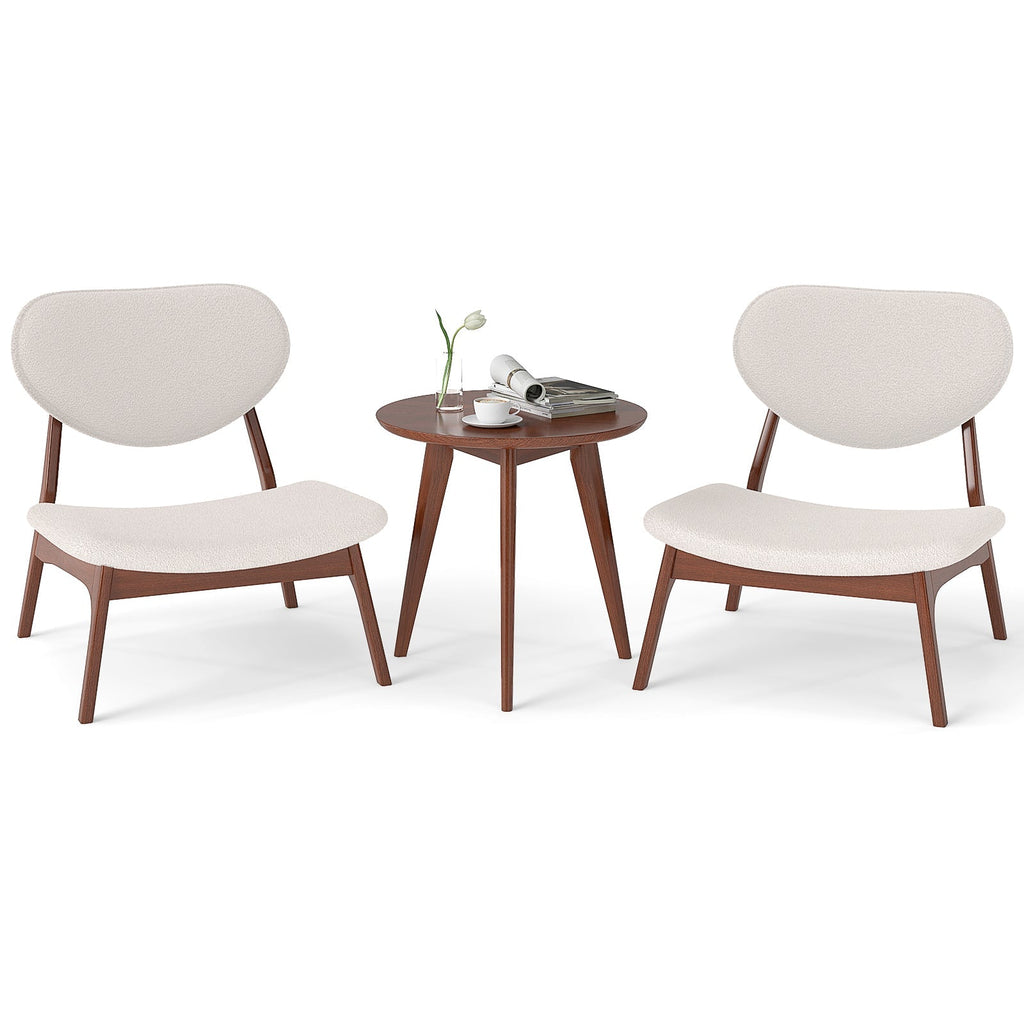 Accent Chairs Set of 2 with Side Table and Solid Wood Frame